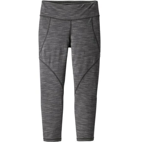 Patagonia‎ Centered Crops Mid Rise Cropped Capri Leggings Space Dye Gray Small - Picture 2 of 8